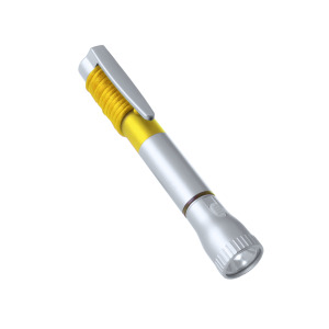 Długopis, latarka 2 LED żółty