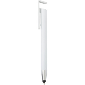Długopis, touch pen, stojak na telefon biały