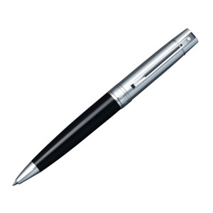 Długopis Sheaffer kolekcja 300, czarny/chrom, wykończenia chromowane, etui prezentowe