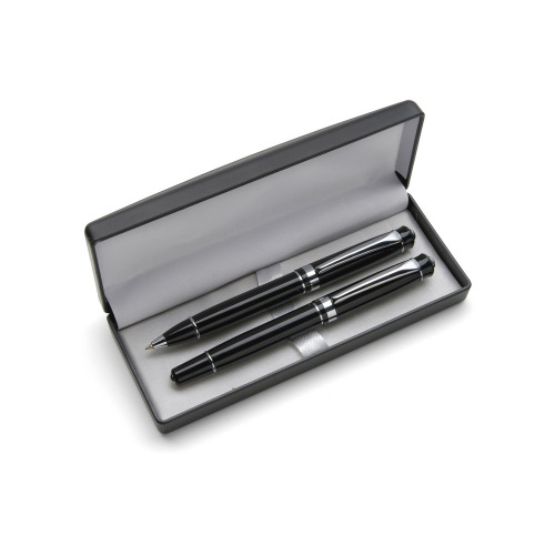 Zestaw piśmienny, długopis i pióro kulkowe czarny V1426-03 (5)