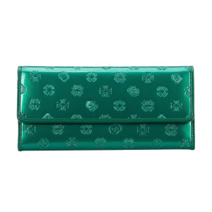 Damski portfel WITTCHEN z lakierowanej skóry z monogramem Zielony