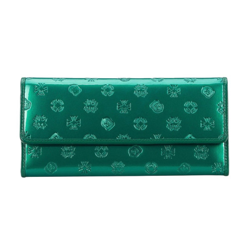 Damski portfel WITTCHEN z lakierowanej skóry z monogramem Zielony WITT34-1-413 