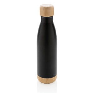 Butelka termiczna 700 ml, bambusowy element czarny