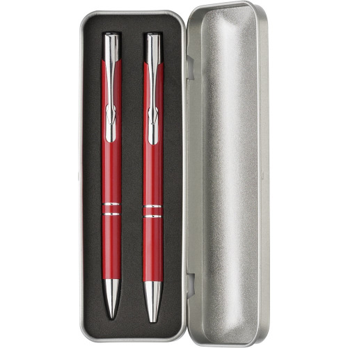 Zestaw piśmienny, długopis i ołówek mechaniczny czerwony V1956-05 