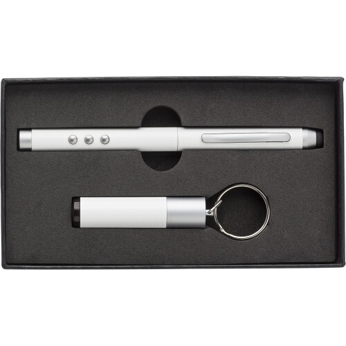 Wskaźnik laserowy, długopis, touch pen, lampka LED, odbiornik biały V3582-02 (3)