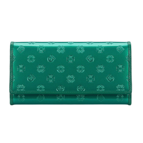 Damski portfel WITTCHEN skórzany lakierowany z monogramem Zielony WITT34-1-052 