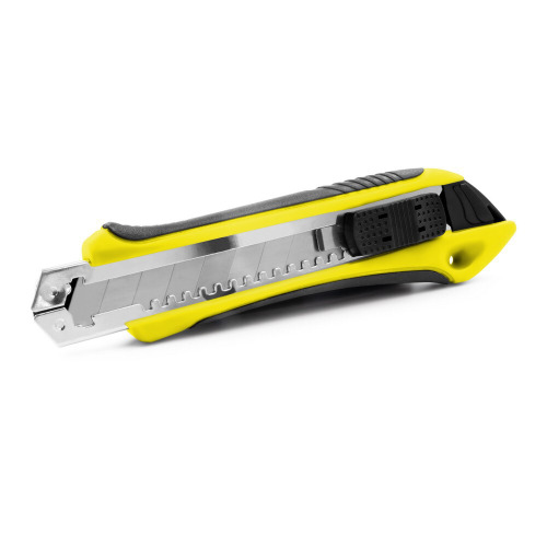 Nóż do tapet z mechanizmem zabezpieczającym, zapasowe ostrza w komplecie żółty V7237-08 (1)