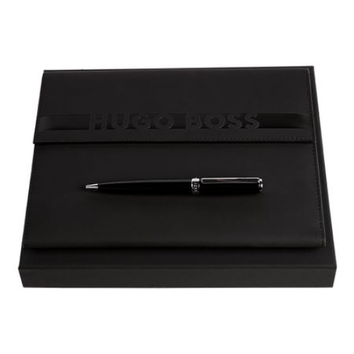 Zestaw upominkowy HUGO BOSS długopis i teczka A5 - HDM309A + HSN2544A Czarny HPBM309A 