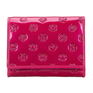Damski portfel WITTCHEN z lakierowanej skóry z monogramem mały Różowy