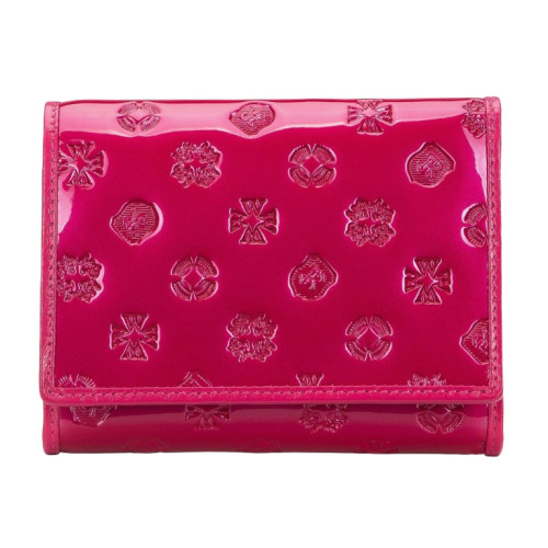 Damski portfel WITTCHEN z lakierowanej skóry z monogramem mały Różowy WITT34-1-070 