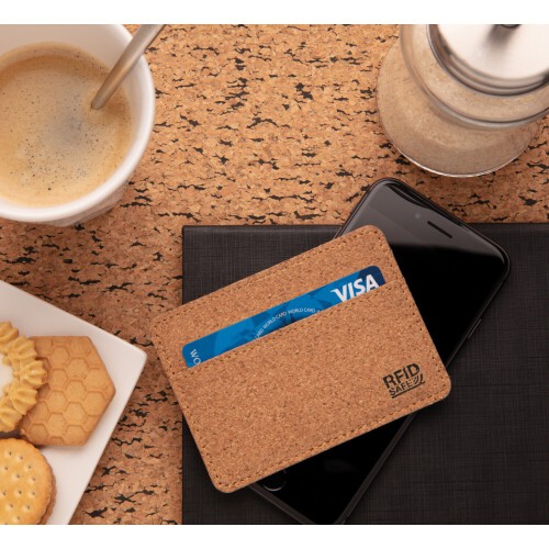 Korkowe etui na karty kredytowe, portfel, ochrona RFID brązowy P820.879 (11)