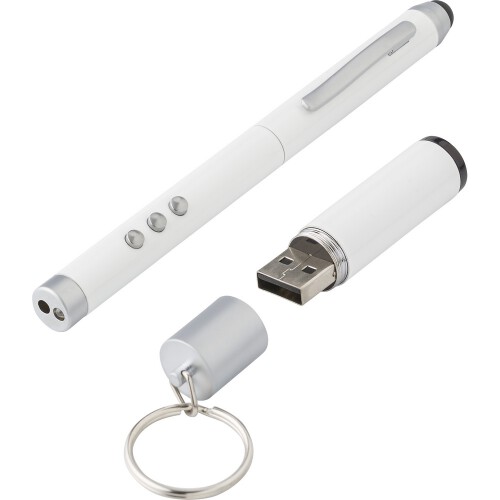 Wskaźnik laserowy, długopis, touch pen, lampka LED, odbiornik biały V3582-02 (2)