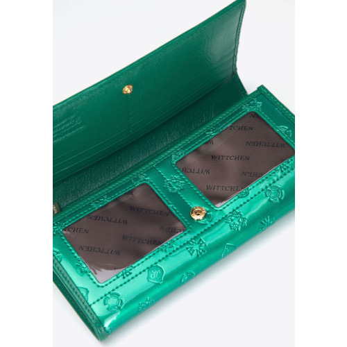 Damski portfel WITTCHEN skórzany lakierowany z monogramem Zielony WITT34-1-052 (2)