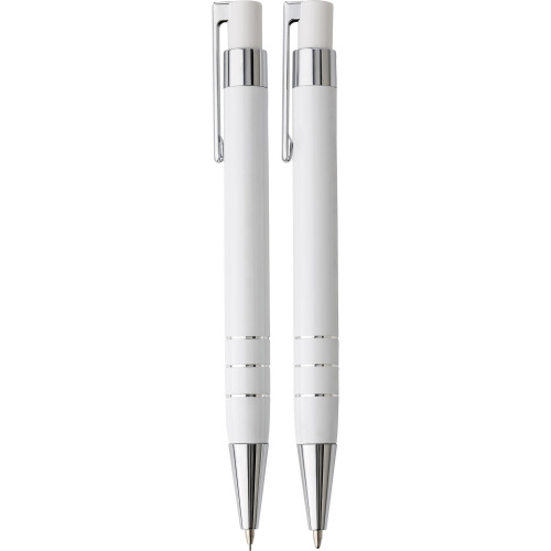 Zestaw piśmienny, ołówek mechaniczny i długopis biały V1559-02 