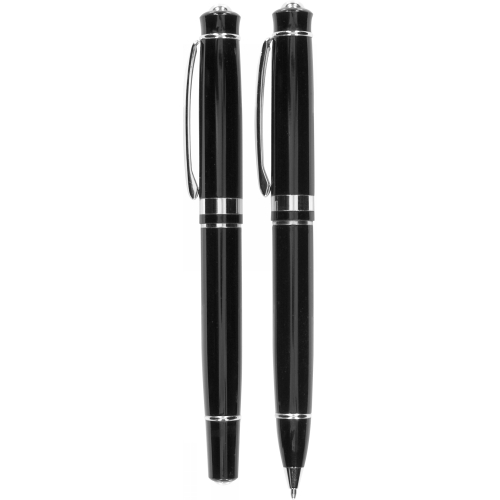 Zestaw piśmienny, długopis i pióro kulkowe czarny V1426-03 (7)