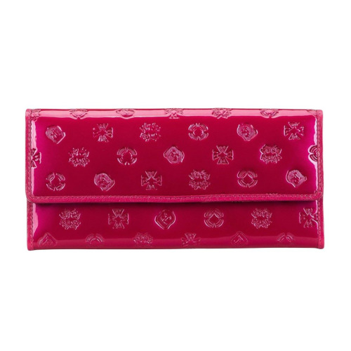 Damski portfel WITTCHEN z lakierowanej skóry z monogramem Różowy WITT34-1-413 