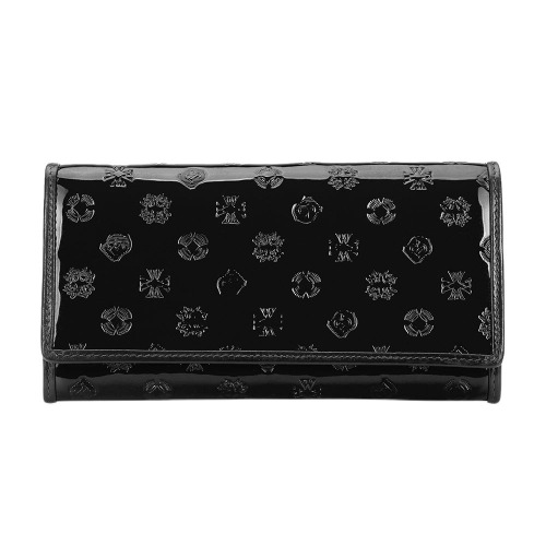 Damski portfel WITTCHEN skórzany lakierowany z monogramem Czarny WITT34-1-052 