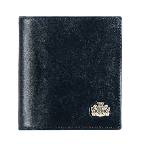 Damski portfel WITTCHEN skórzany z herbem na zatrzask Granatowy WITT10-1-065 