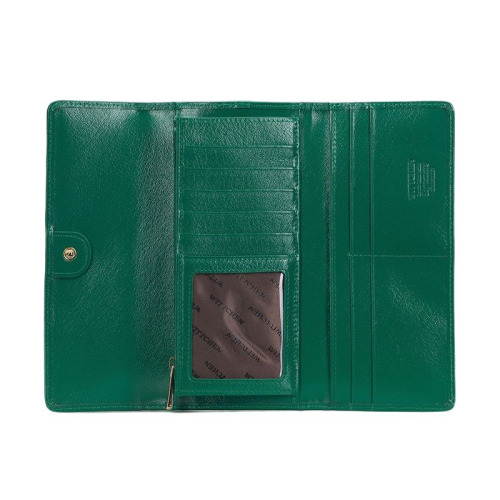 Damski portfel WITTCHEN z lakierowanej skóry z monogramem Zielony WITT34-1-413 (1)