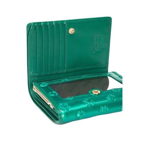 Damski portfel WITTCHEN z lakierowanej skóry z monogramem mały Zielony WITT34-1-070 (2)
