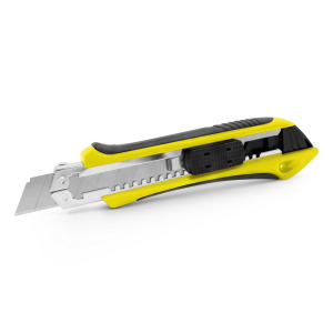 Nóż do tapet z mechanizmem zabezpieczającym, zapasowe ostrza w komplecie żółty