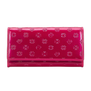 Damski portfel WITTCHEN skórzany lakierowany z monogramem Różowy
