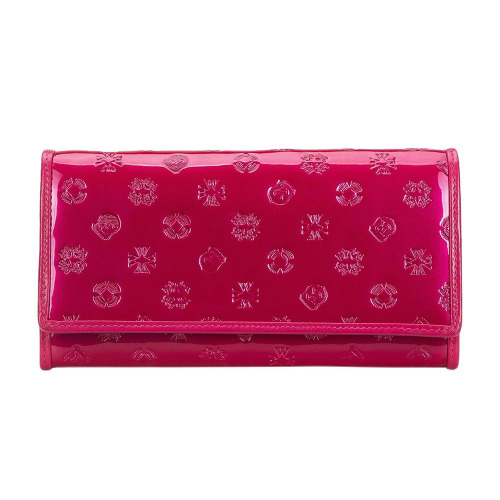 Damski portfel WITTCHEN skórzany lakierowany z monogramem Różowy WITT34-1-052 