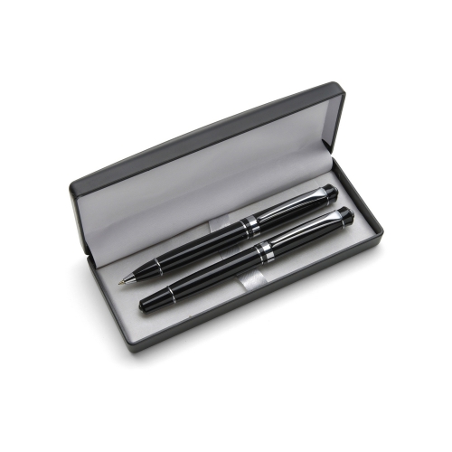 Zestaw piśmienny, długopis i pióro kulkowe czarny V1426-03 (5)
