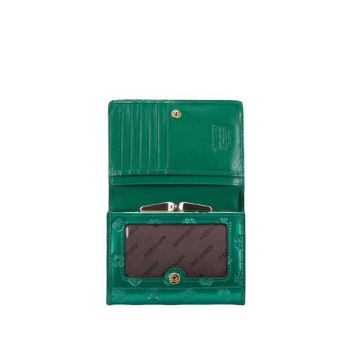 Damski portfel WITTCHEN z lakierowanej skóry z monogramem mały Zielony WITT34-1-070 (1)