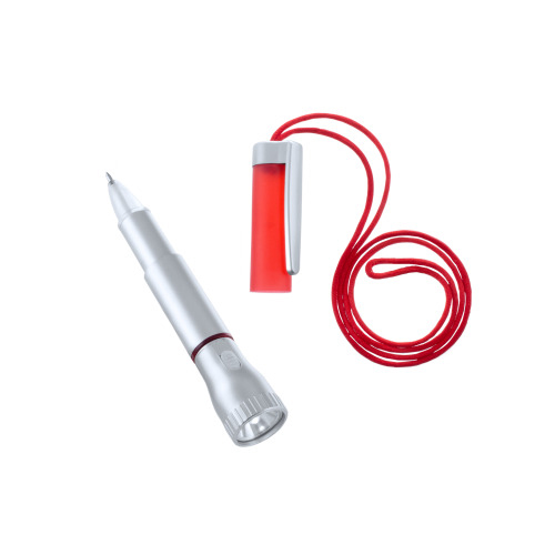 Długopis, latarka 2 LED czerwony V1654-05 (2)