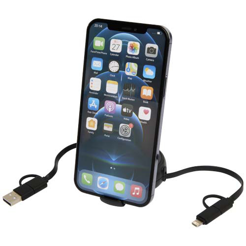 Alasia zwijany kabel do synchronizacji danych i szybkiego ładowania 5 w 1 45 W o długości 100 cm z tworzyw sztucznych i aluminium pochodzących z recyklingu Czarny 12442090 (6)