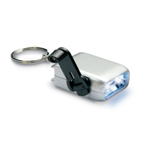 Mini latarka LED na dynamo srebrny KC6869-14 
