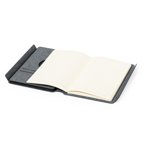 Wielofunkcyjny notatnik RPET A5, magnetyczna ładowarka bezprzewodowa 10W, power bank 5000 mAh Szary V1302-19 (5)