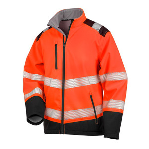 Softshell Męska Odblaskowa Wodoodporna - Fluorescent Orange & Black