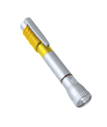 Długopis, latarka 2 LED żółty V1654-08 