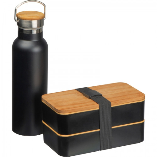 Zestaw lunch box ze sztućcami i butelka termiczna 500 ml STEPHAN Czarny 6246403 (1)