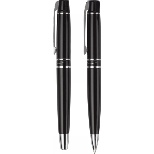 Zestaw piśmienny Charles Dickens, długopis i pióro kulkowe czarny V1204-03 (2)