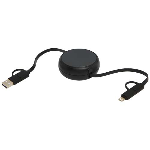 Alasia zwijany kabel do synchronizacji danych i szybkiego ładowania 5 w 1 45 W o długości 100 cm z tworzyw sztucznych i aluminium pochodzących z recyklingu Czarny 12442090 (5)