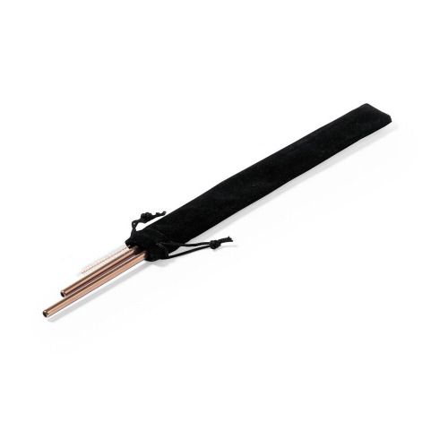 Zestaw słomek wielokrotnego użytku, 2 szt. z czyścikiem Złoty V1051-24 