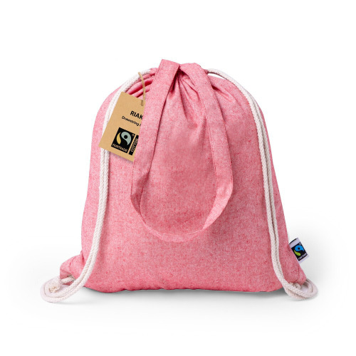 Worek ze sznurkiem i torba na zakupy z bawełny z recyklingu, 2 w 1 Czerwony V2128-05 (5)