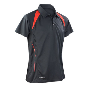 Koszulka Polo Męska Klasyczna Poliestrowa Oddychająca - Black & Red