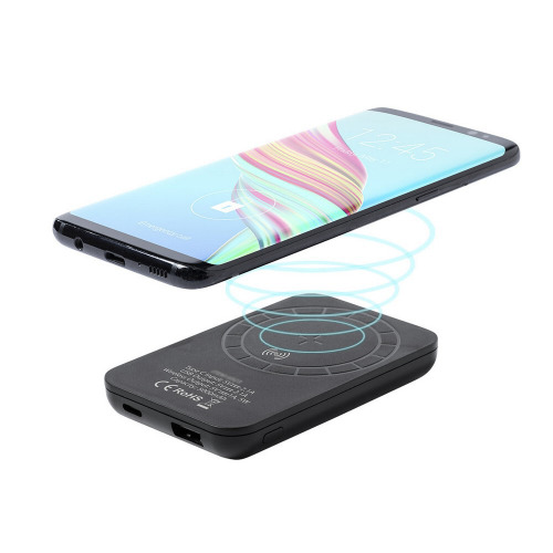 Magnetyczny bezprzewodowy power bank 5000 mAh, ładowarka bezprzewodowa 5W Czarny V0184-03 (1)