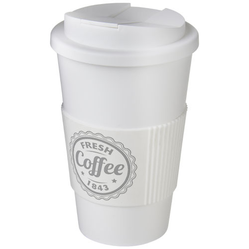 Americano® 350 ml tumbler with grip & spill-proof lid Biały 21069603 (1)