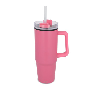 Kubek Miami z uchwytem i słomką 800ml Różowy