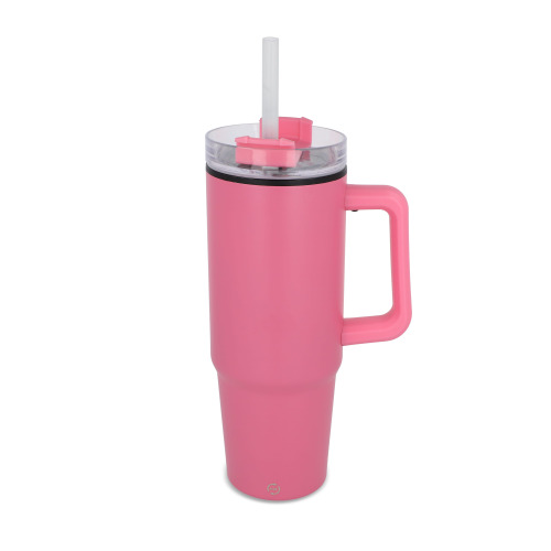 Kubek Miami z uchwytem i słomką 800ml Różowy LT57004-N0076 