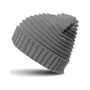 Czapka z warkoczowym sciegiem - Grey & Black