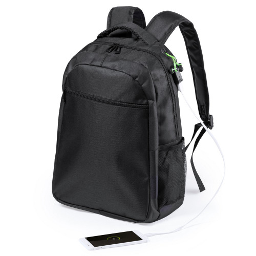 Plecak, przegroda na laptopa i tablet, gniazdo USB do ładowania telefonów czarny V0513-03 