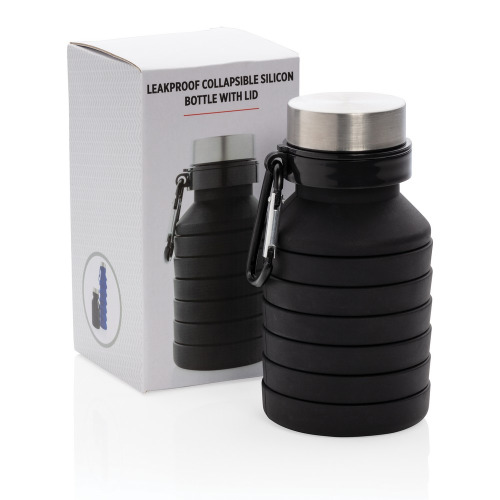 Składana butelka sportowa 550 ml z karabińczykiem Czarny P432.621 (13)