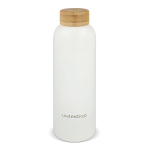 Butelka ze stali nierdzewnej Waterdrop z bambusową nakrętką 600 ml