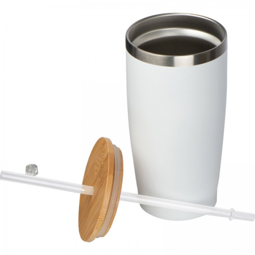 Kubek termiczny ze słomką 500 ml RODRIGO Biały 8396706 (2)